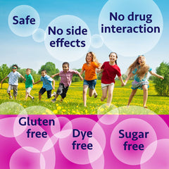 Kids Relief gluten-free dye-free sugar-free formula highlights clean ingredients.