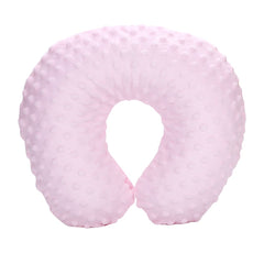 Kids travel neck pillow side view pink demonstrates ergonomic alignment