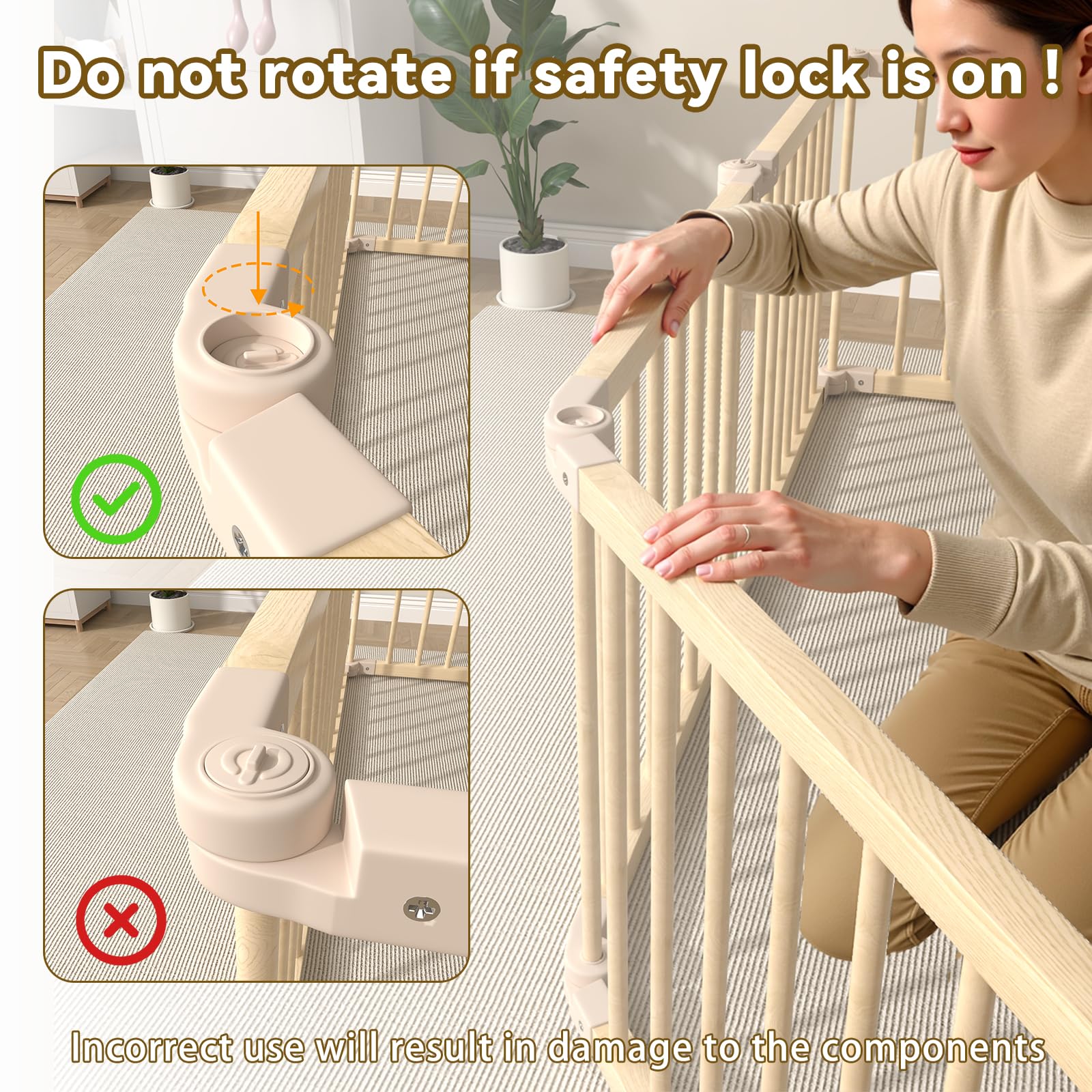 KidsBuddy baby playpen gate-lock indicates secure containment for curious toddlers.