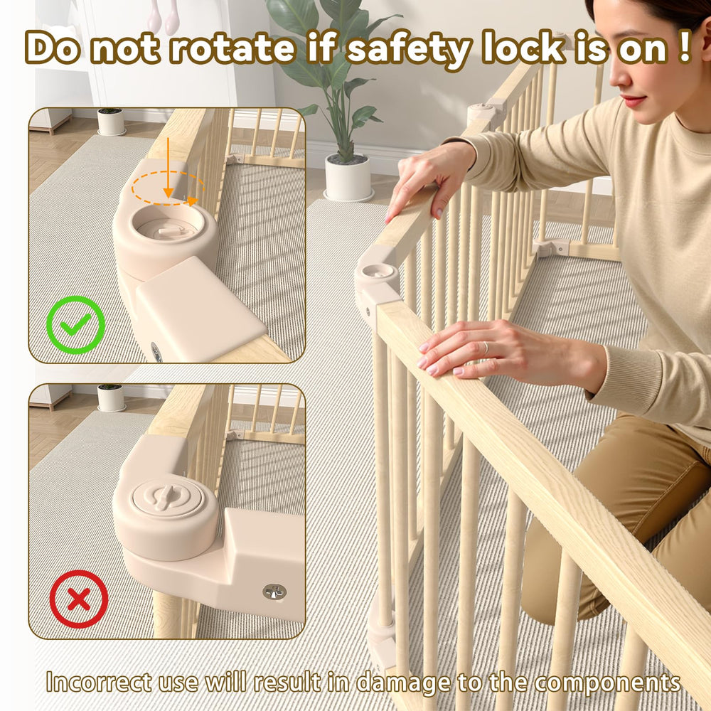 KidsBuddy baby playpen gate-lock indicates secure containment for curious toddlers.