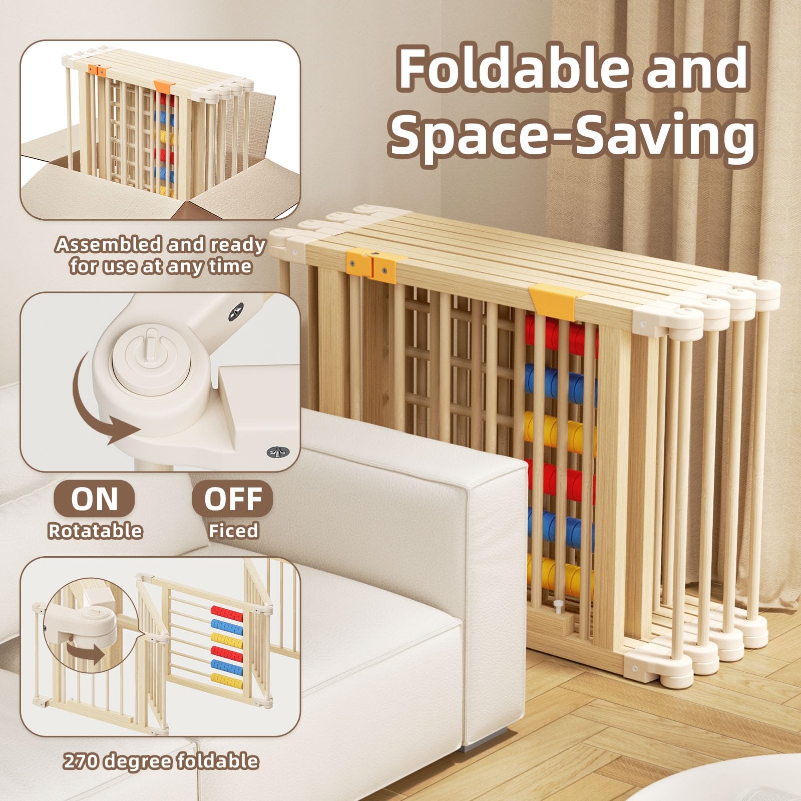 KidsBuddy foldable design storage demonstrates compact, easy-to-store playpen solution.