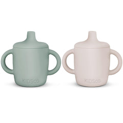 KIDSco silicone sippy cups green product shot highlights durable, baby-safe design for everyday use.