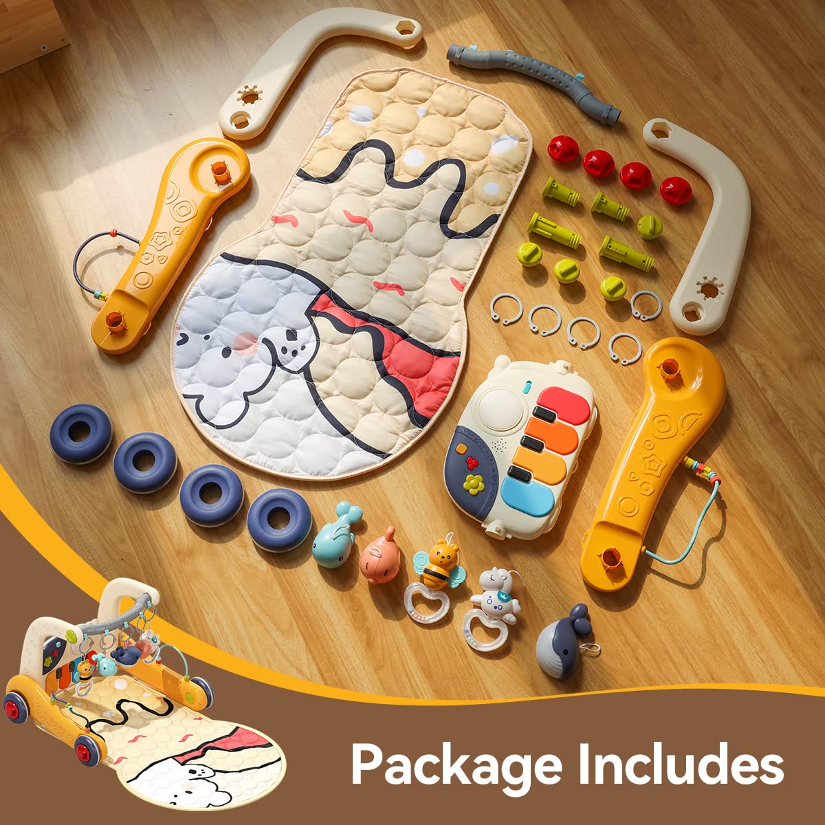 KidsMind detachable rattles colorful toys enhance grasp and hand-eye coordination.