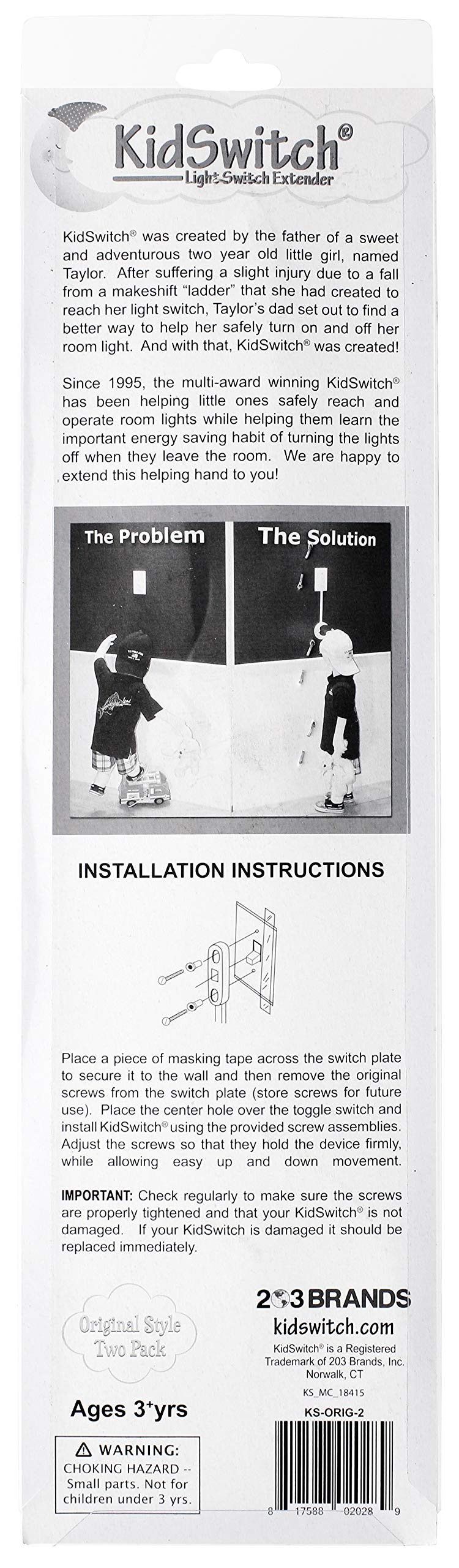 Kidswitch installed in bedroom or nursery for safer nightly use.