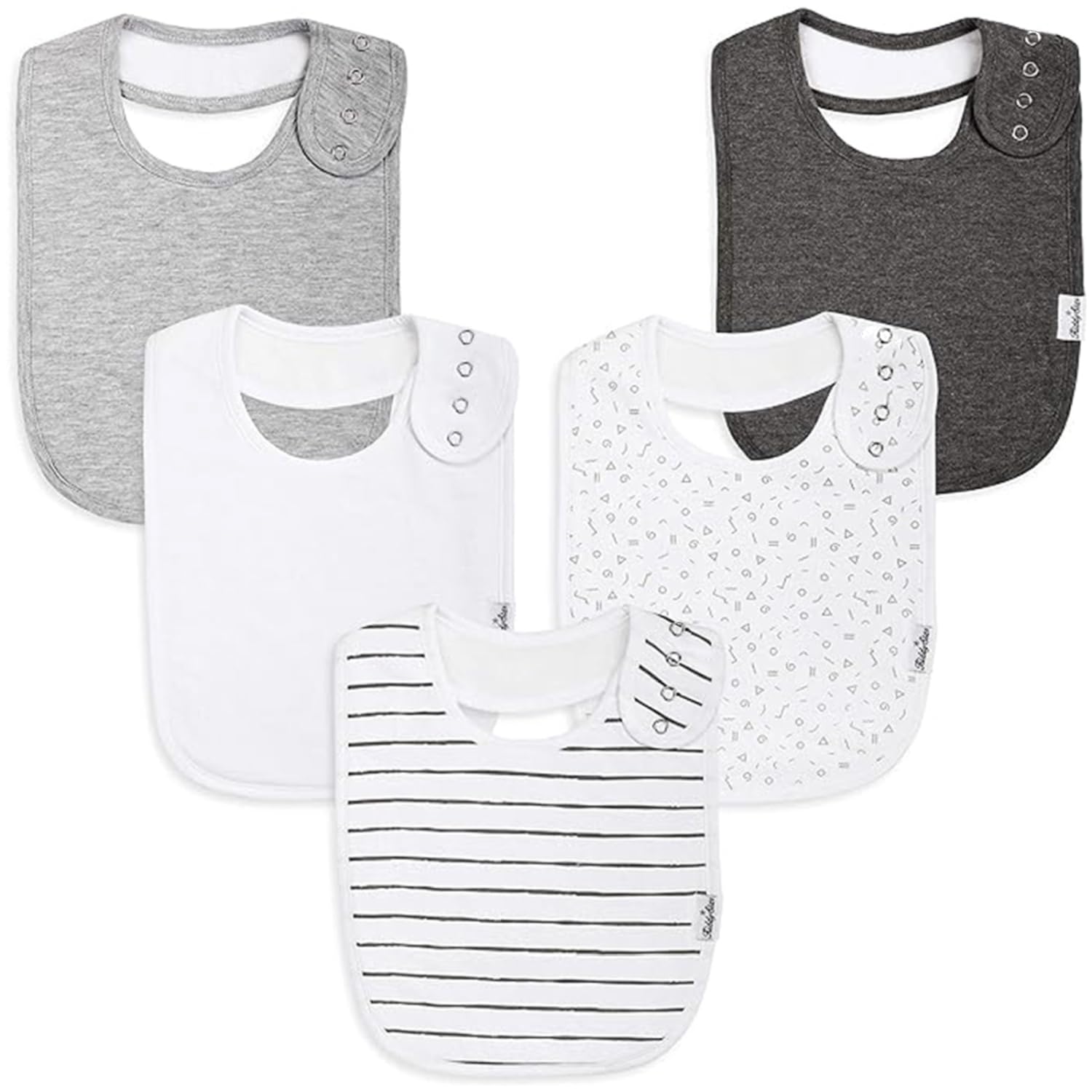 KiddyStar organic cotton baby bib front-view shows soft fabric and all-day dryness.