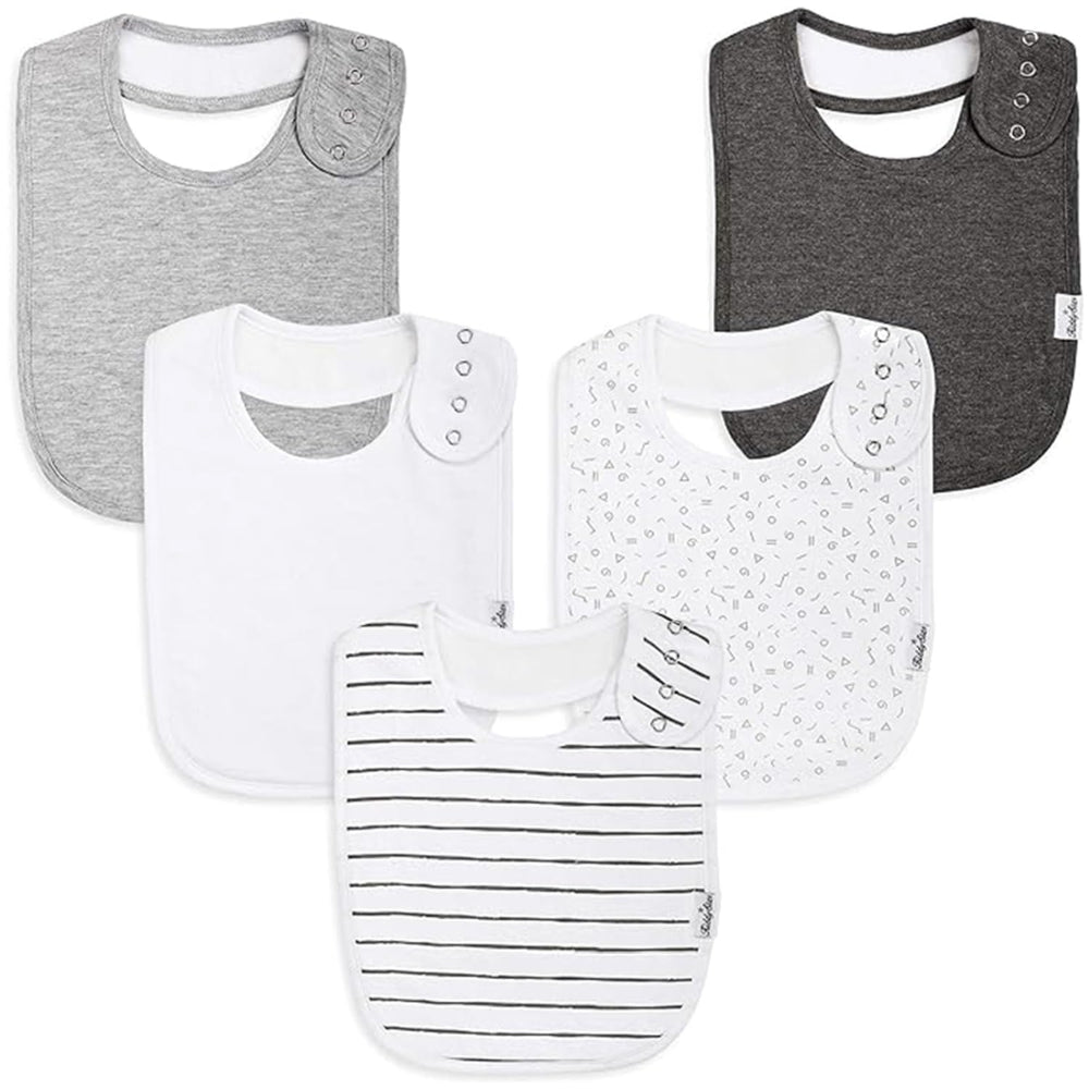 KiddyStar organic cotton baby bib front-view shows soft fabric and all-day dryness.
