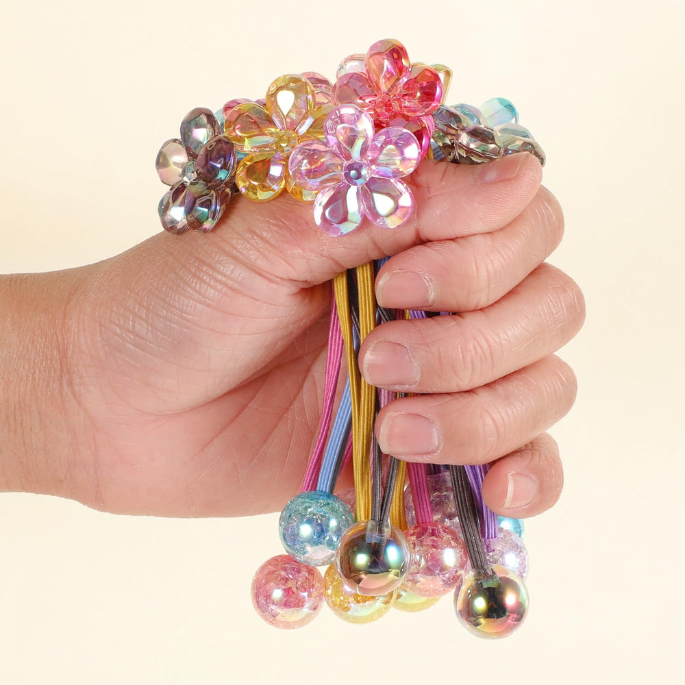 Kifmurase camellia ball hair ties set in assorted colors for toddler styling and secure ponytails.