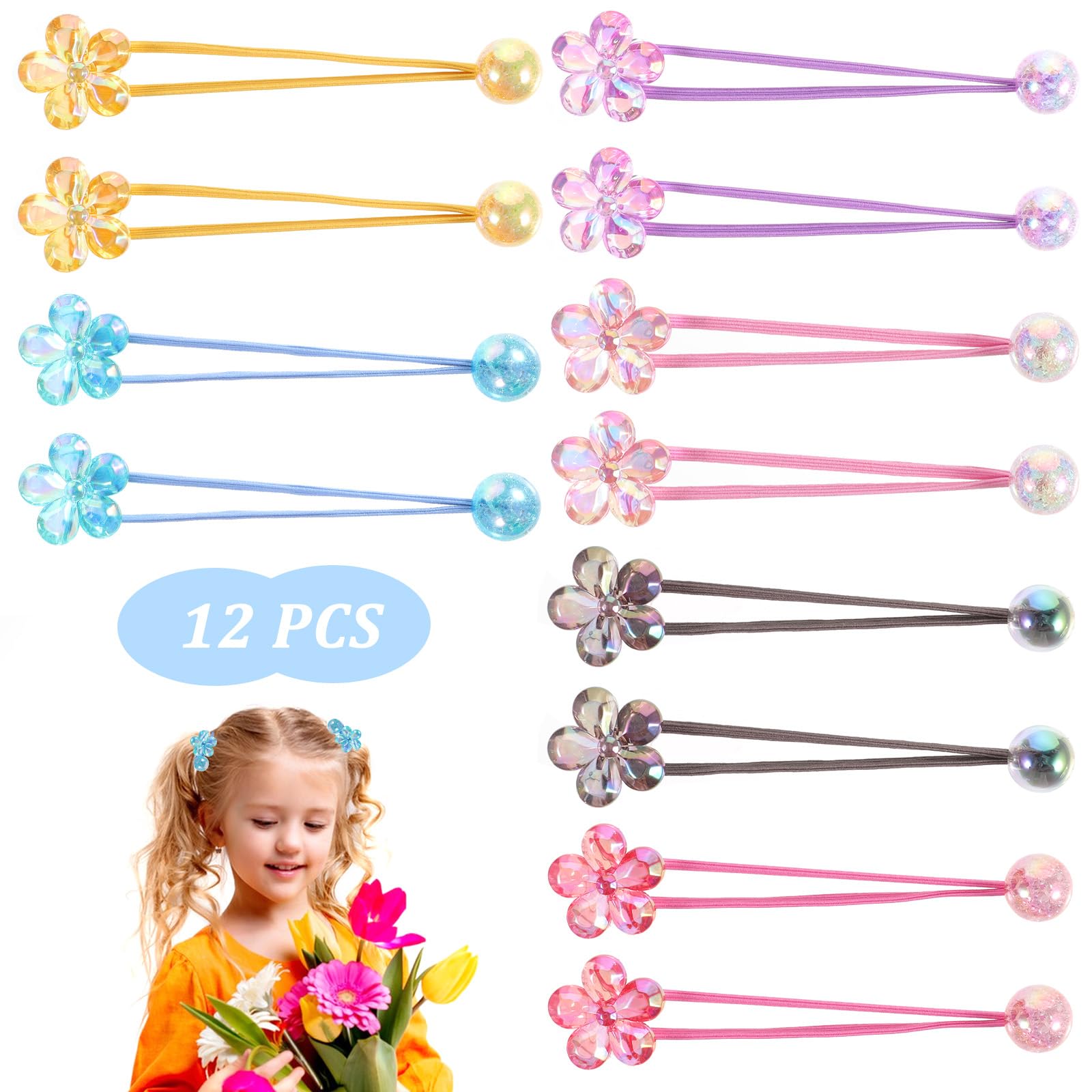 Kifmurase violet camellia ball hair tie sparks style with easy wear for toddlers.