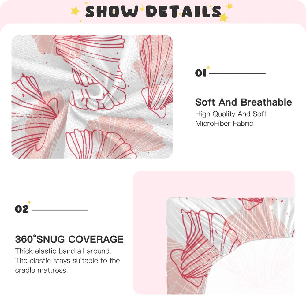 Kigai baby nursery setup with coral seashell crib sheets