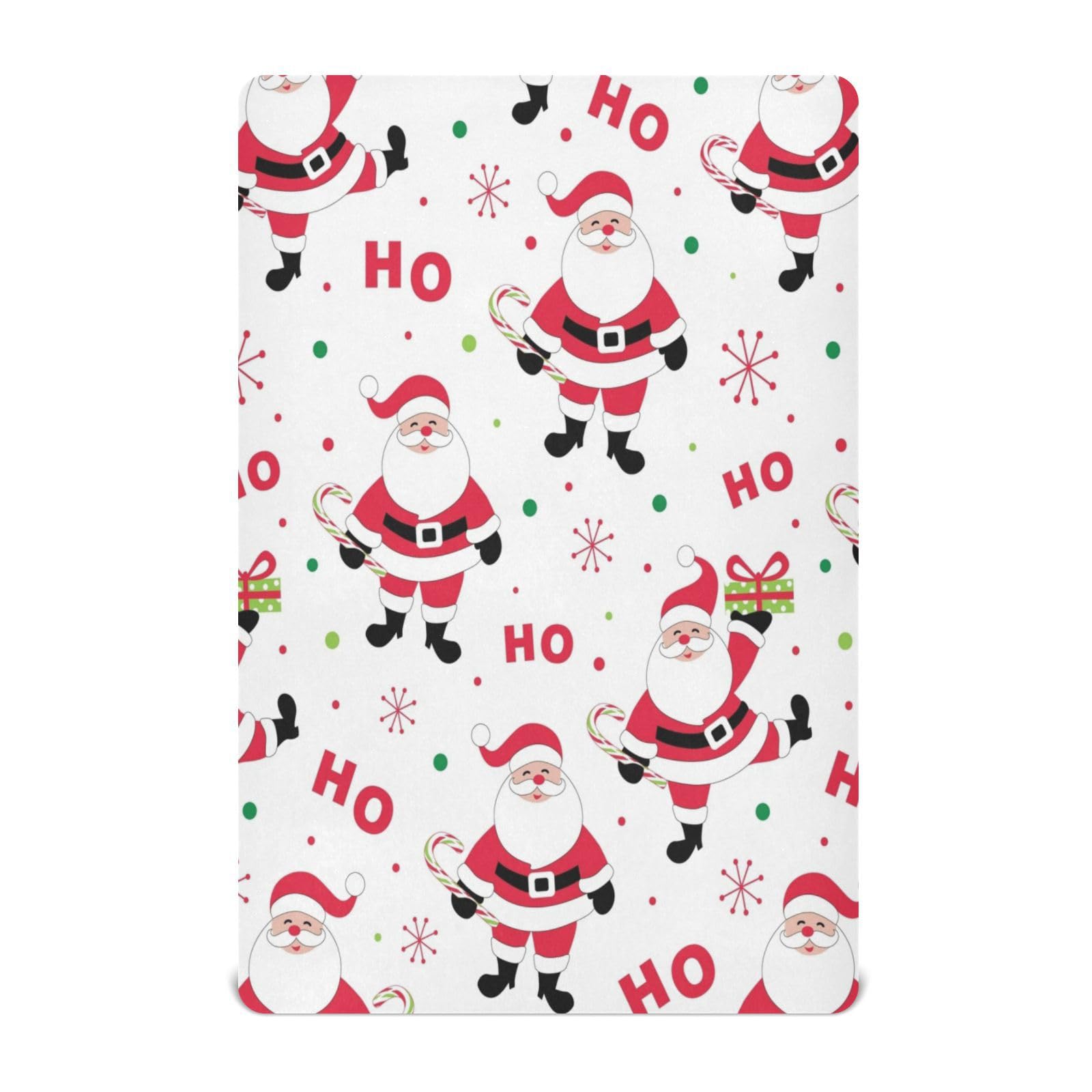 Kigai Christmas Santa crib sheet fabric closeup shows soft, skin-friendly texture