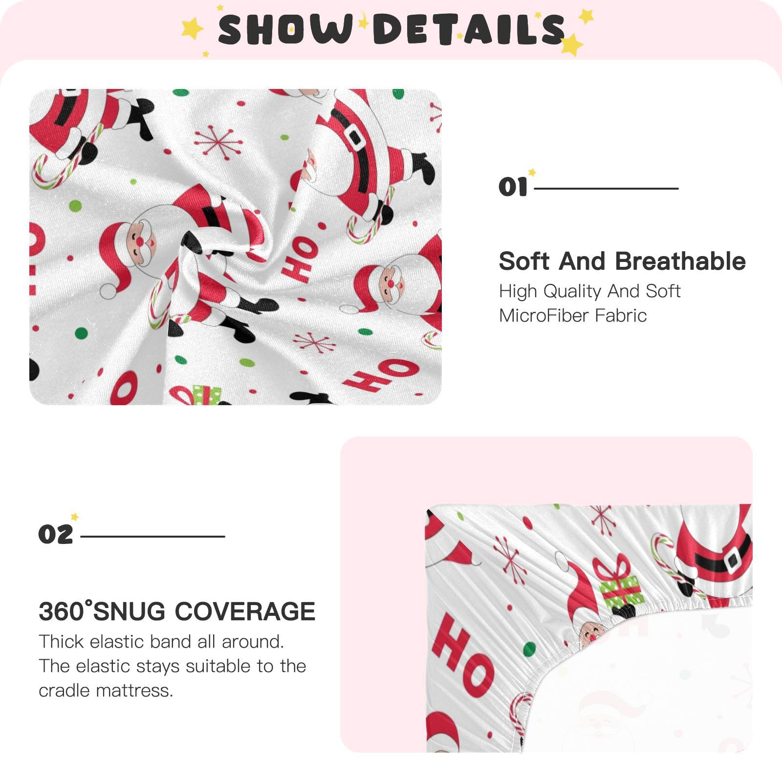 Kigai Santa crib sheet in a cozy nursery scene for calm sleep setup