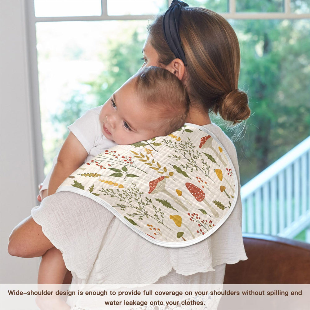 Kigai mushroom nursery decor burp cloth pairing adds charm to nursery spaces.