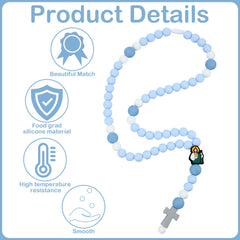Kigeli cross baptism silicone rosary packaging shown as gift-ready keepsake