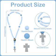 Kigeli cross baptism silicone rosary sky blue design ready for baby shower photos