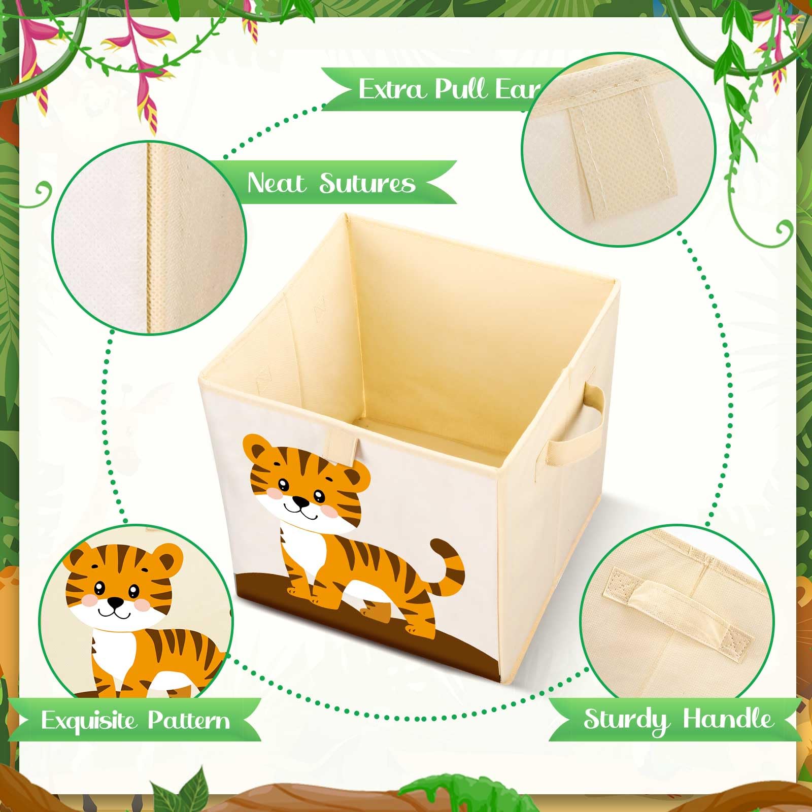 Kigley 10.63 inch cube bin offering sturdy, foldable storage in playrooms
