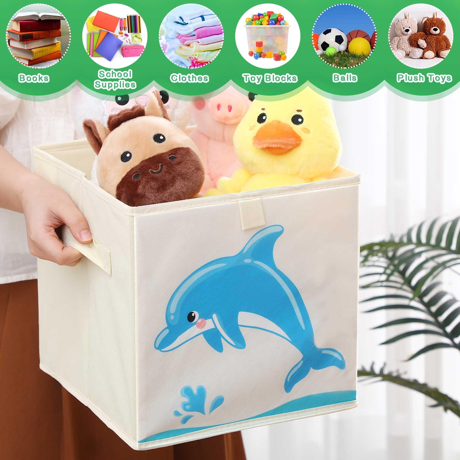 Kigley storage cubes with handles travel easily between rooms