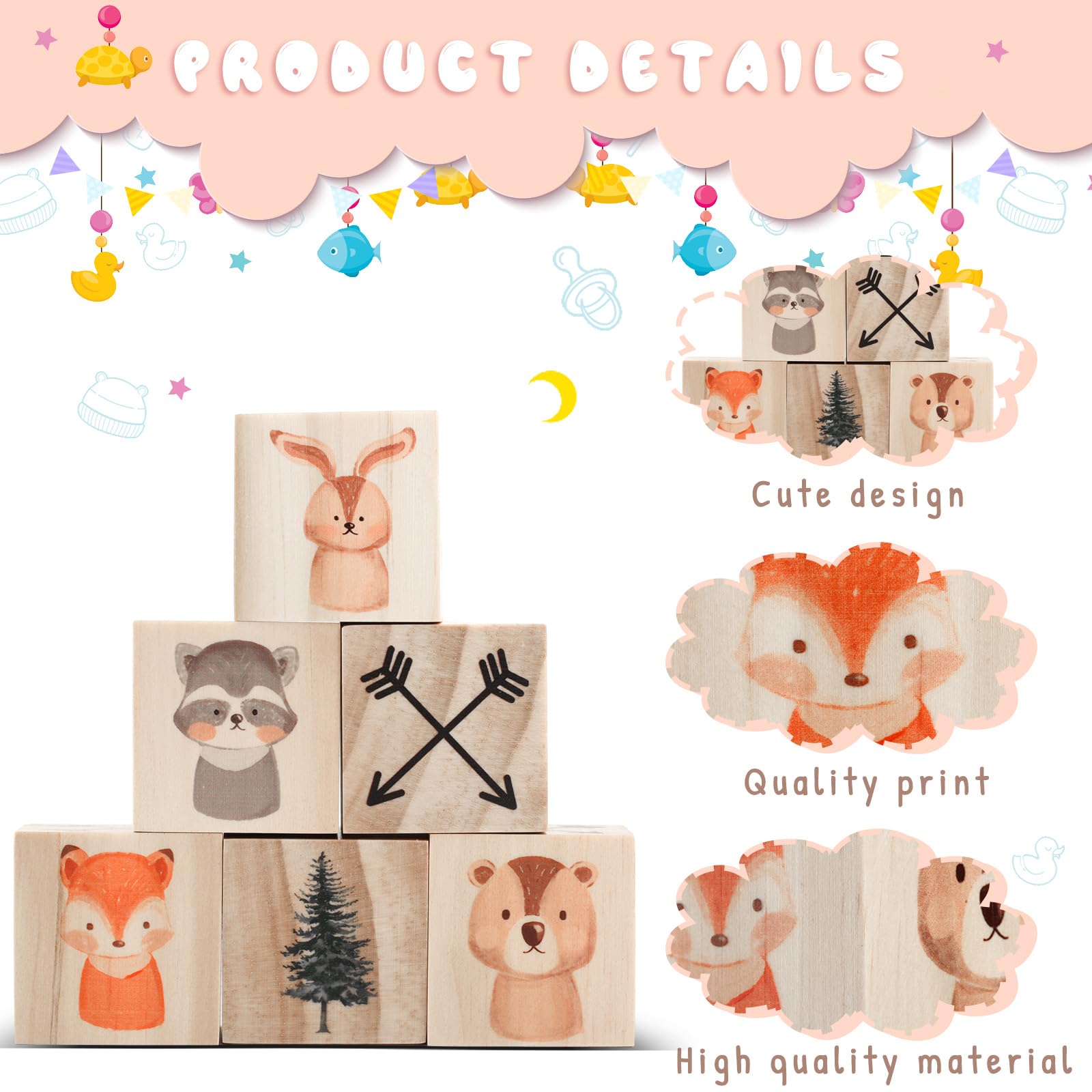 Kigley woodland animal block bear on wood brings warm natural vibe to playroom