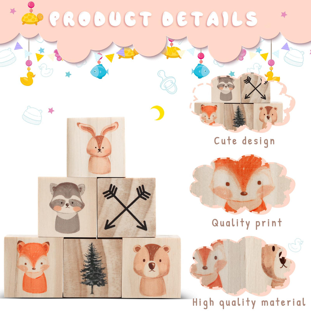 Kigley woodland animal block bear on wood brings warm natural vibe to playroom
