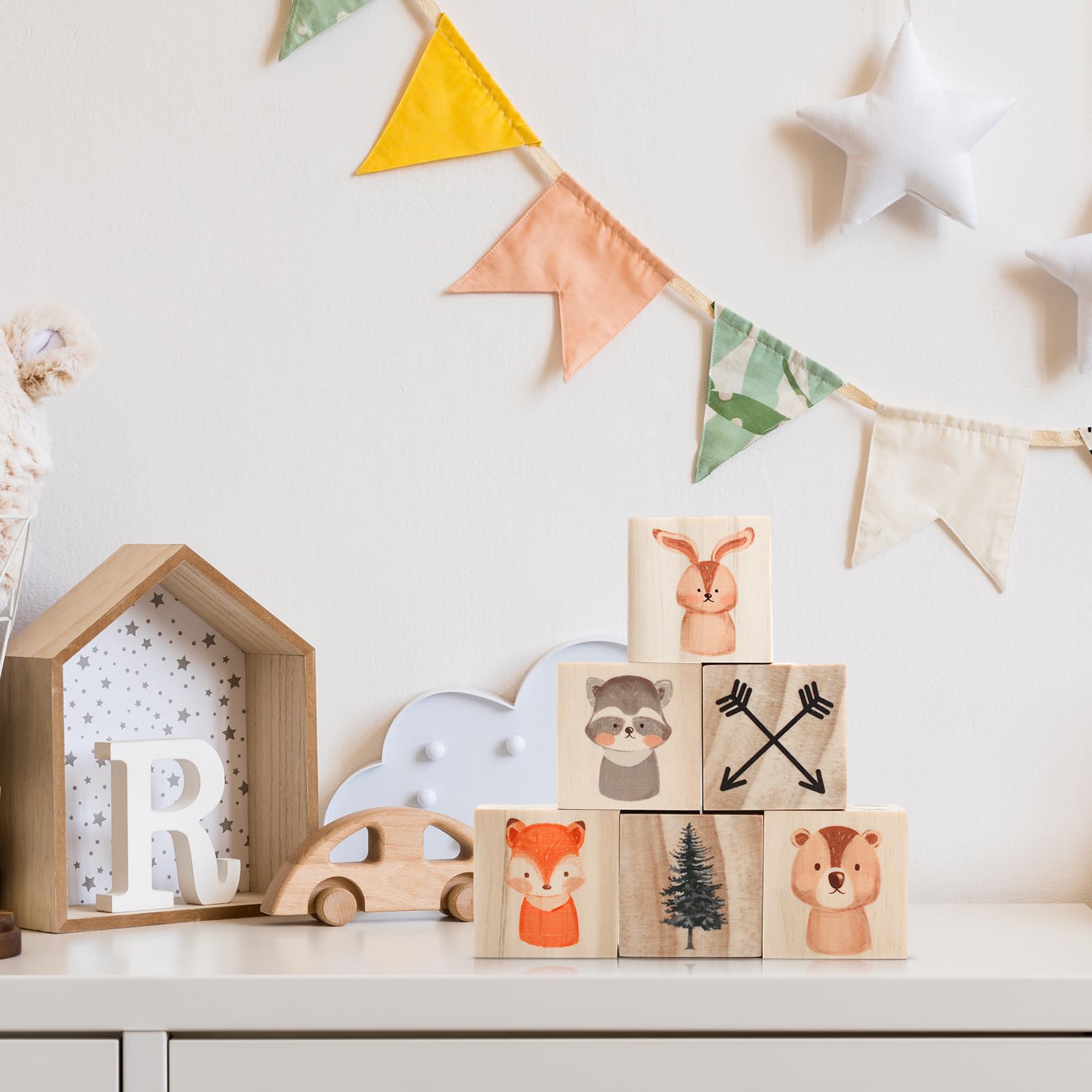 Kigley woodland animal block owl on wood adds whimsical touch for study nook