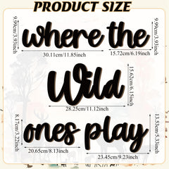 Kigley wooden word sign provides durable, safe decor for kids' rooms.
