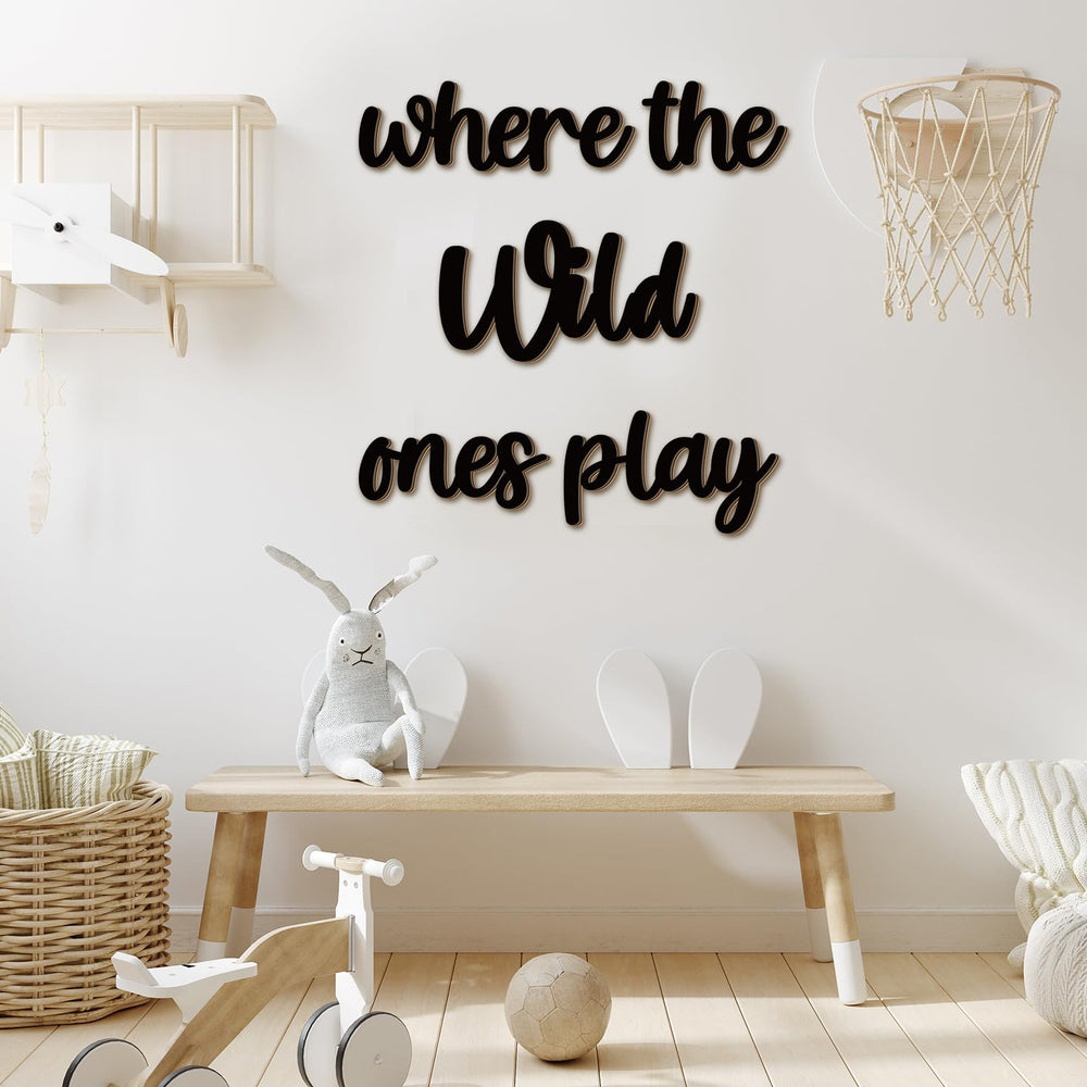 Kigley-words-wood-sign-play highlights a modern, lightweight wall art option.
