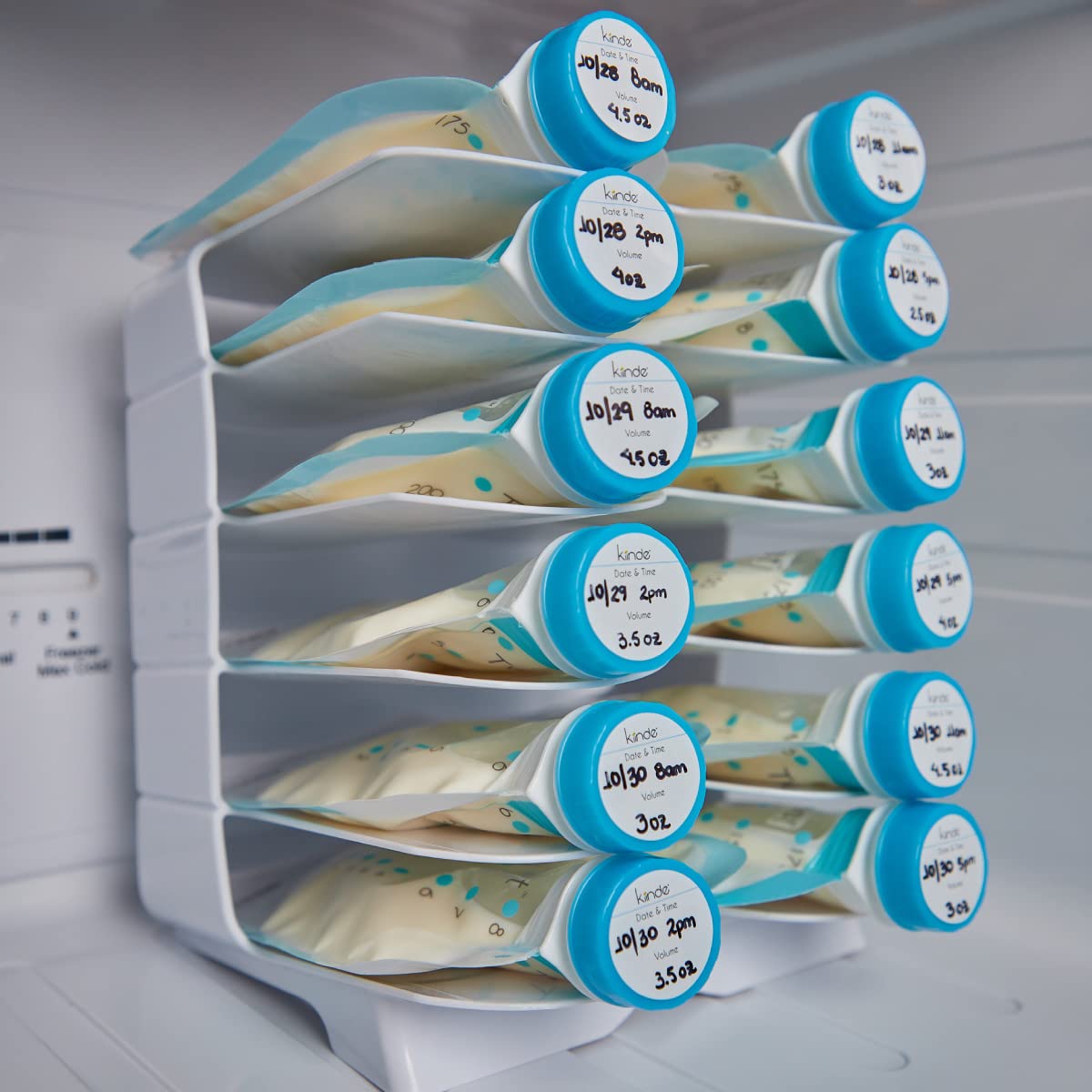 Kiinde date time volume labels aid portion tracking at a glance