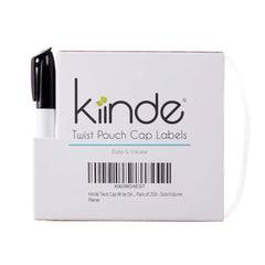 Kiinde Twist cap labels with dispenser clearly organized for fast date and volume tracking