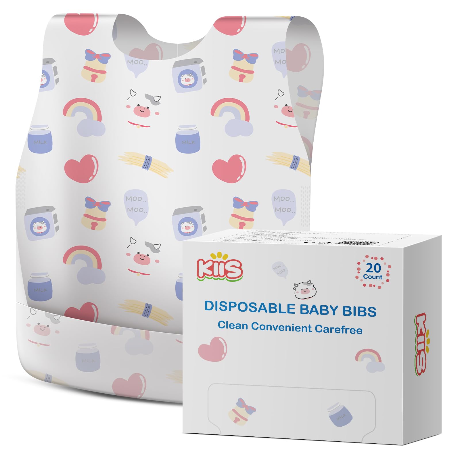 KIIS disposable baby bib travel coverage shown protecting a child during meals
