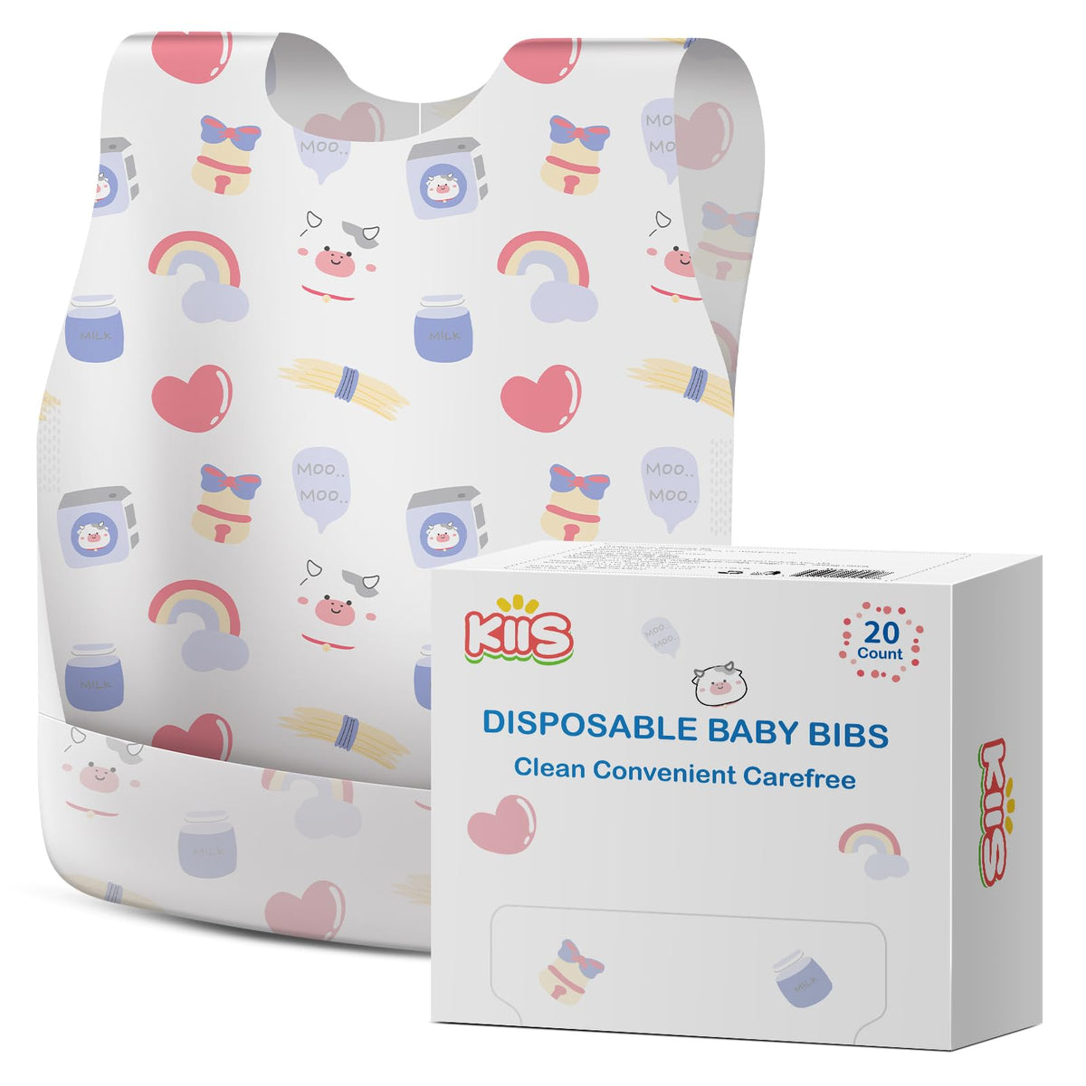 KIIS disposable baby bib travel coverage shown protecting a child during meals
