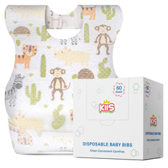 KIIS disposable baby bibs with hygienic packaging for mess-free outings.