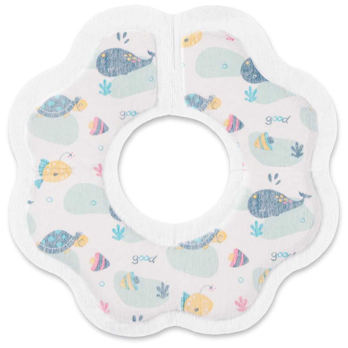 KIIS Ocean soft-touch bib provides gentle protection for baby's skin during feeding.