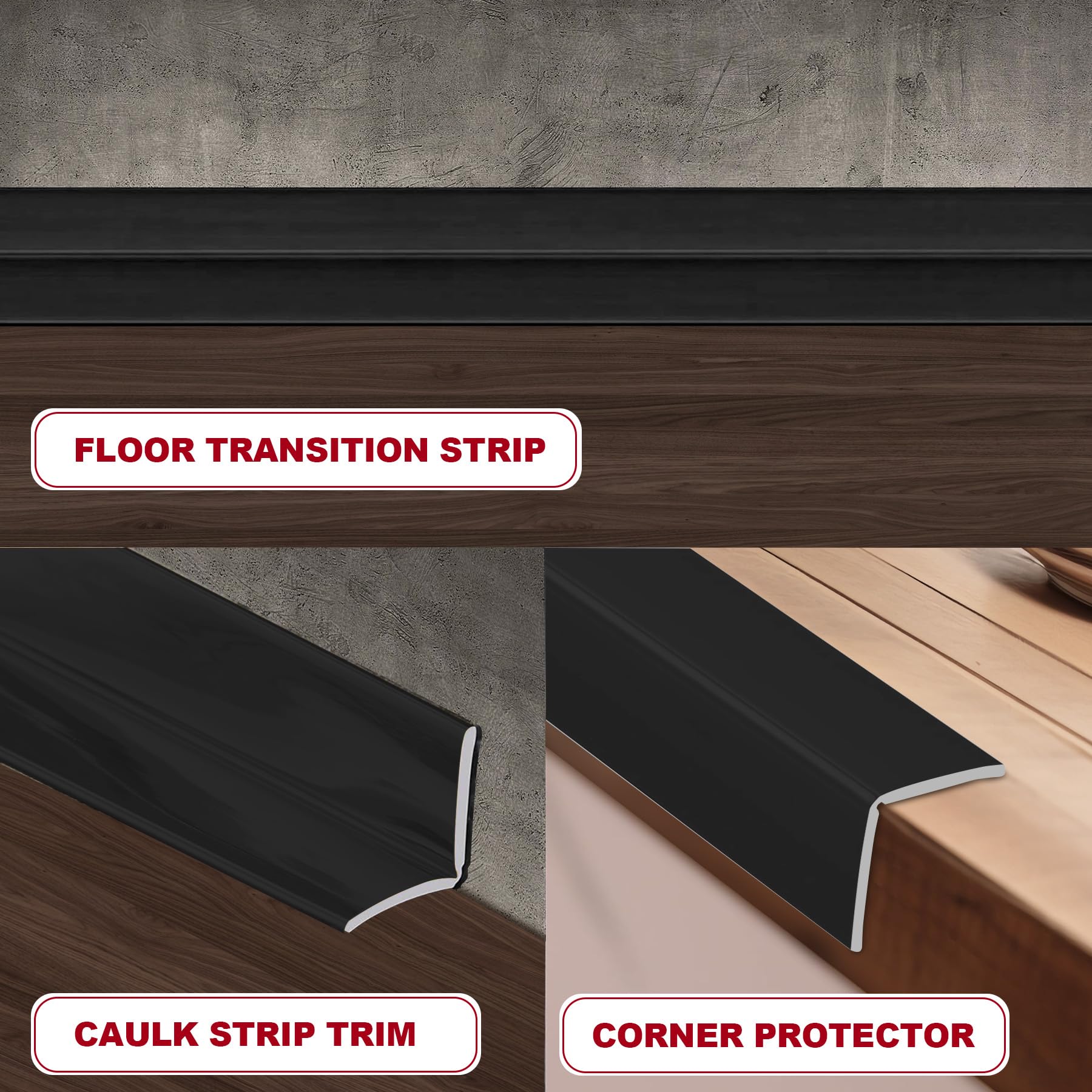 Kikerike black edge trim blends with modern interiors while guarding corners