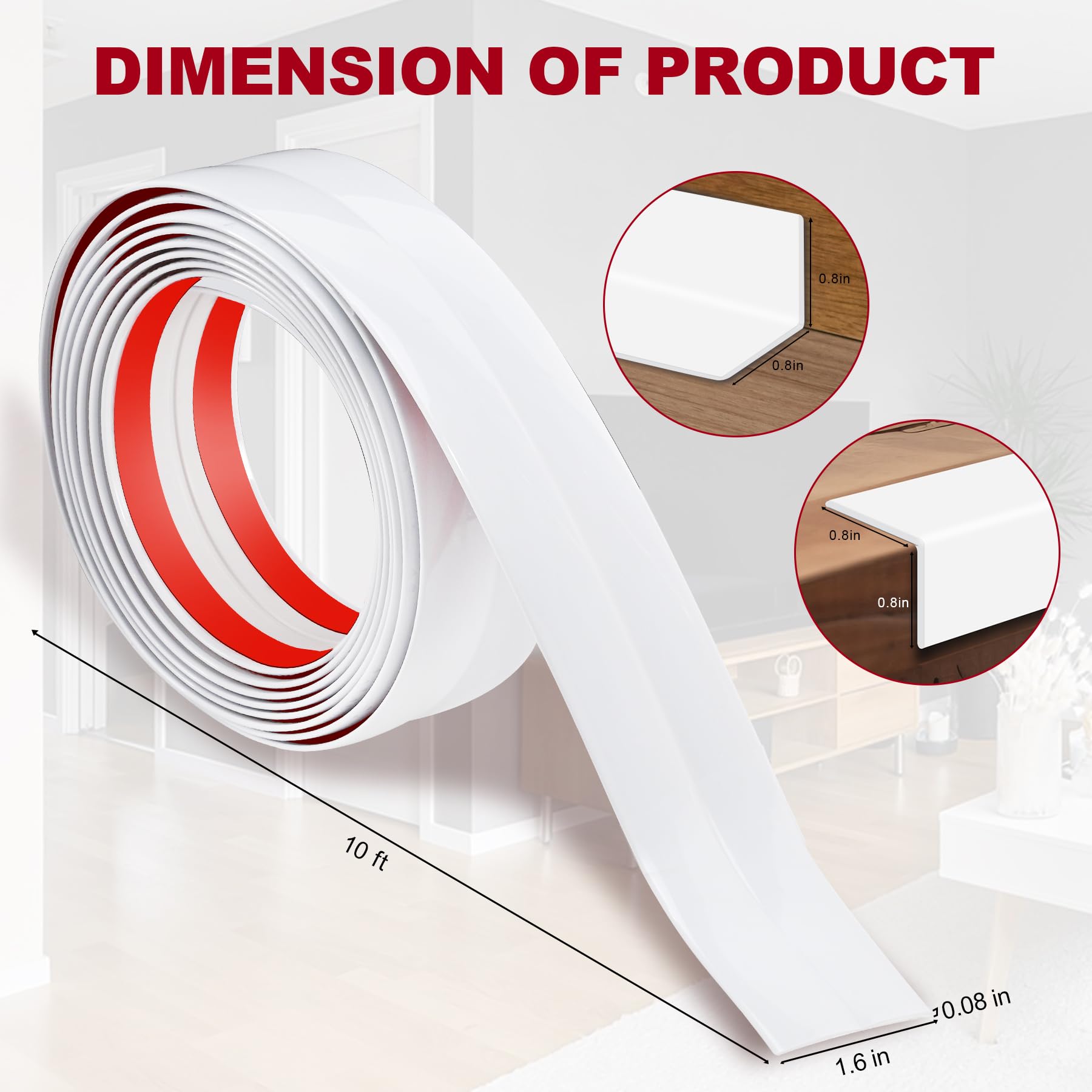 Kikerike edge guard along furniture edge, secure self-adhesive application.