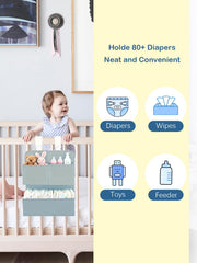 KIKJOK 3-compartment design keeps diapers, wipes, and toys neatly separated.