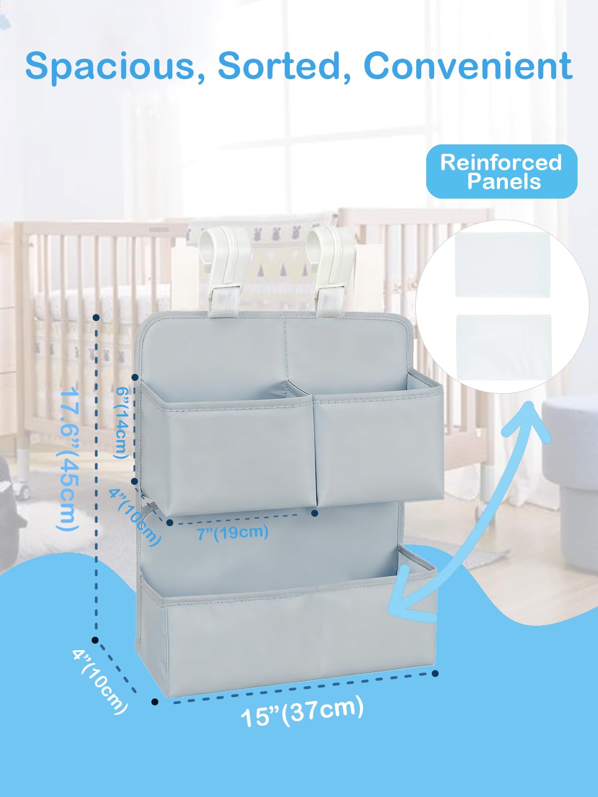 KIKJOK 600D fabric keeps a durable, tidy nursery organizer.