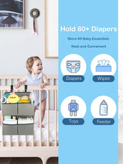 KIKJOK hanging-diaper-organizer-4-pockets shows four compartments for tidy storage.