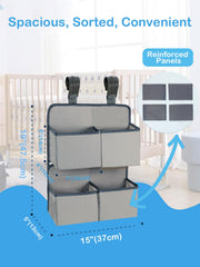 KIKJOK hanging-diaper-organizer-600d-polyester-grey durable material for long nursery use.