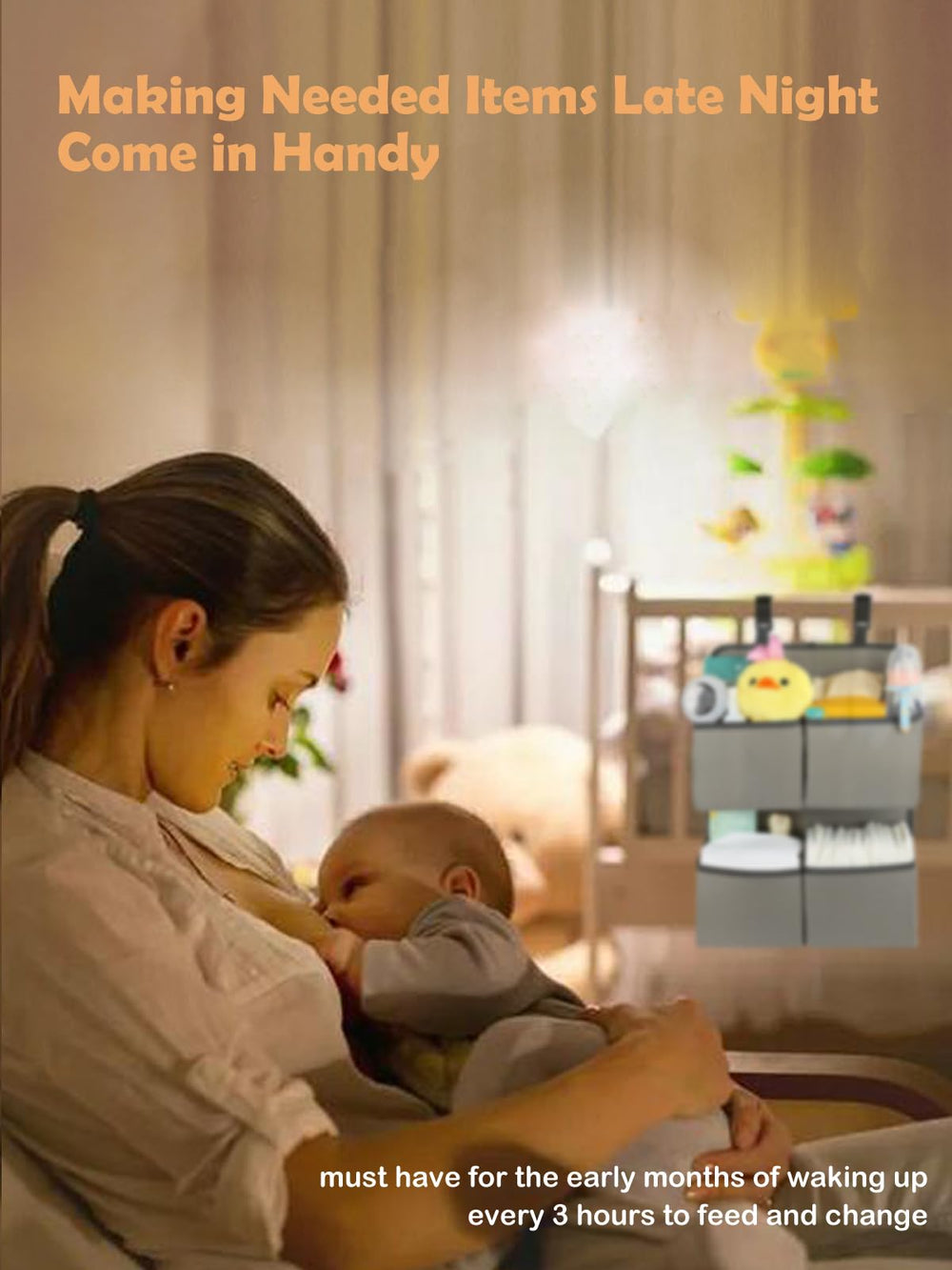 KIKJOK hanging-diaper-organizer-playpen-mount keeps essentials within reach during on-the-go changes.
