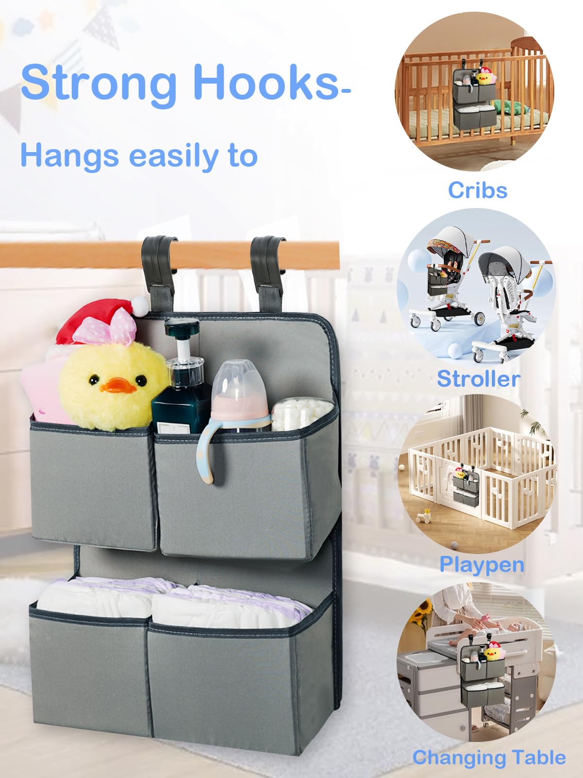KIKJOK hanging-diaper-organizer-sturdy-plate keeps shape for reliable diaper access.