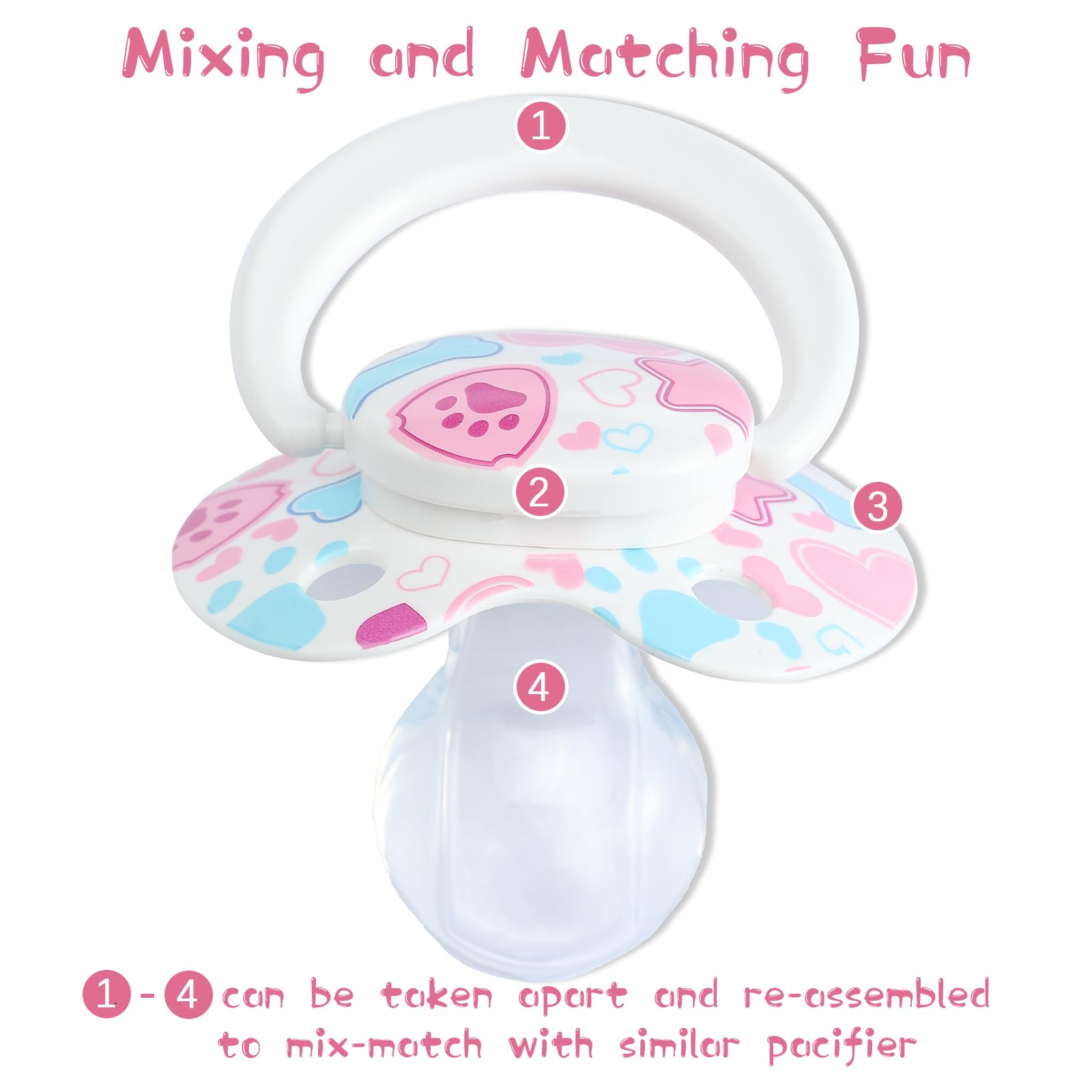 Kiligspace adult pacifier designed for DIY decorating and mix-and-match