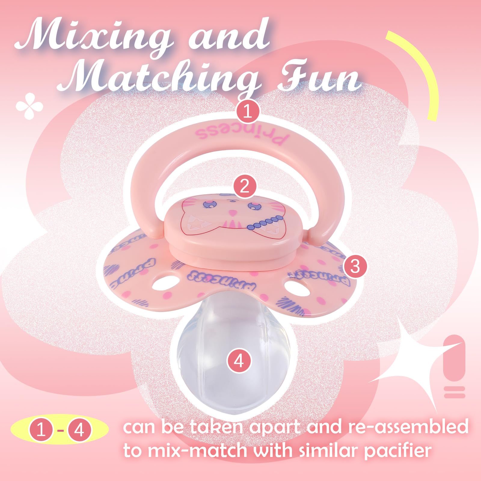 Kiligspace pacifier with DIY decorating option for mix-and-match styling.
