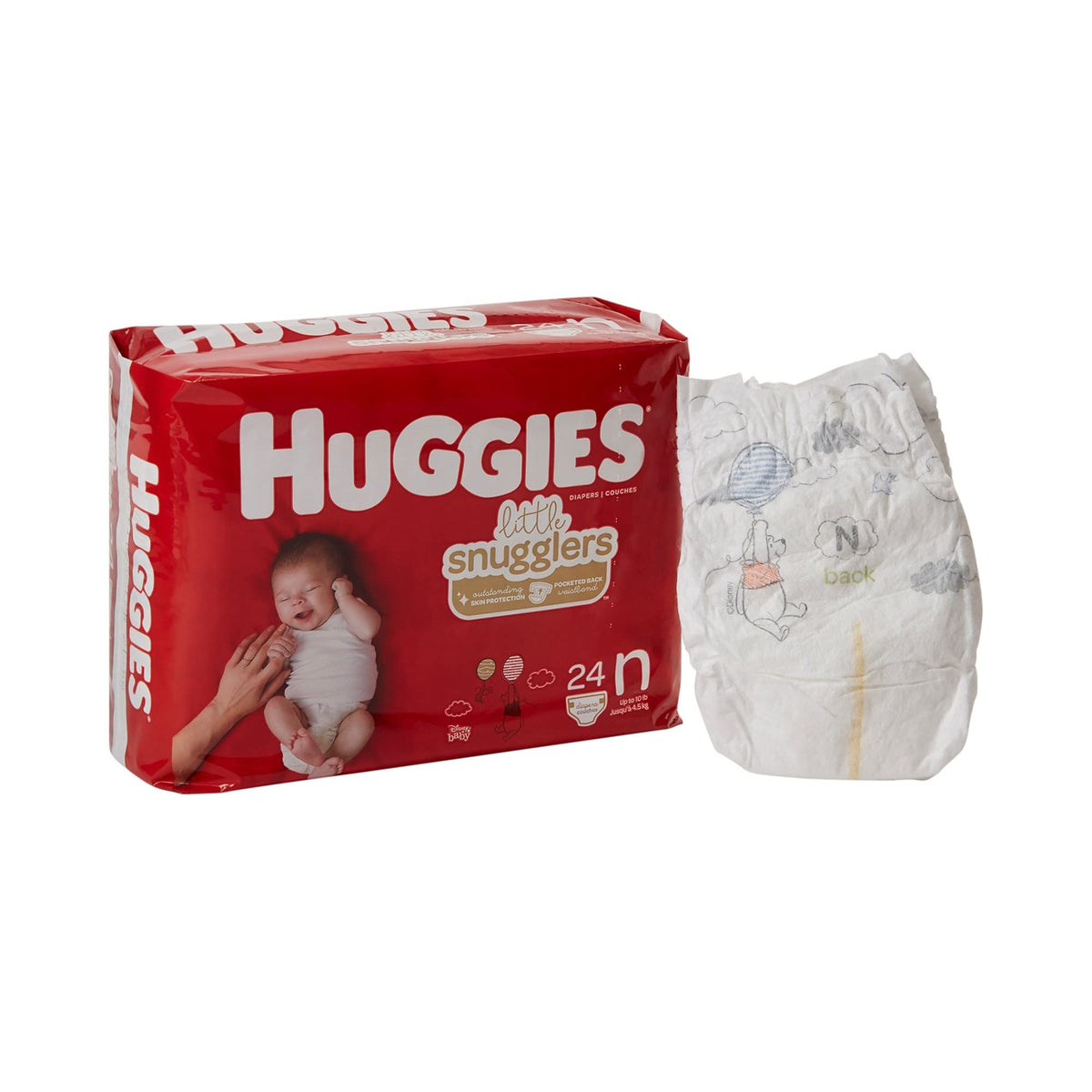 Kimberly-Clark Huggies Newborn Diapers 24-count package for quick shopping decisions.
