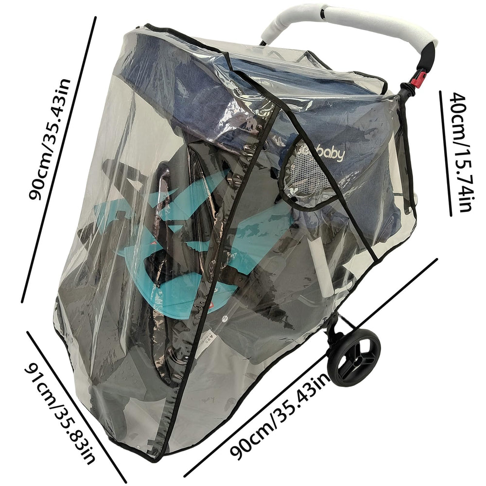 KIMILEAY stroller rain cover with double zippers enabling quick access.