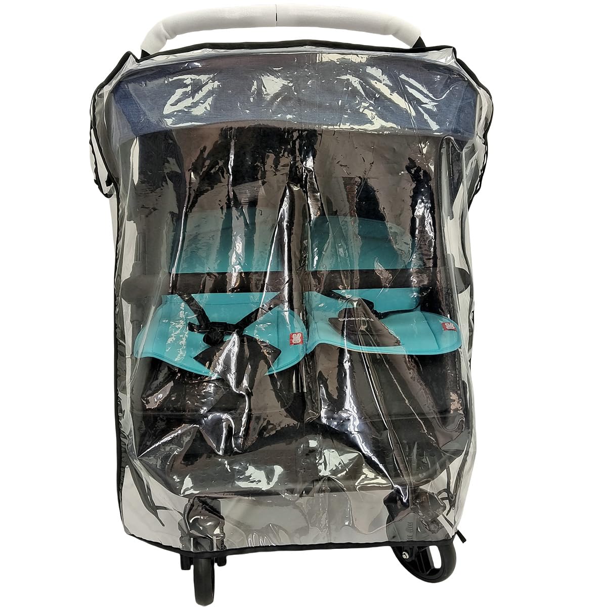 KIMILEAY stroller rain cover universal fit showing side-by-side compatibility for rainy days.