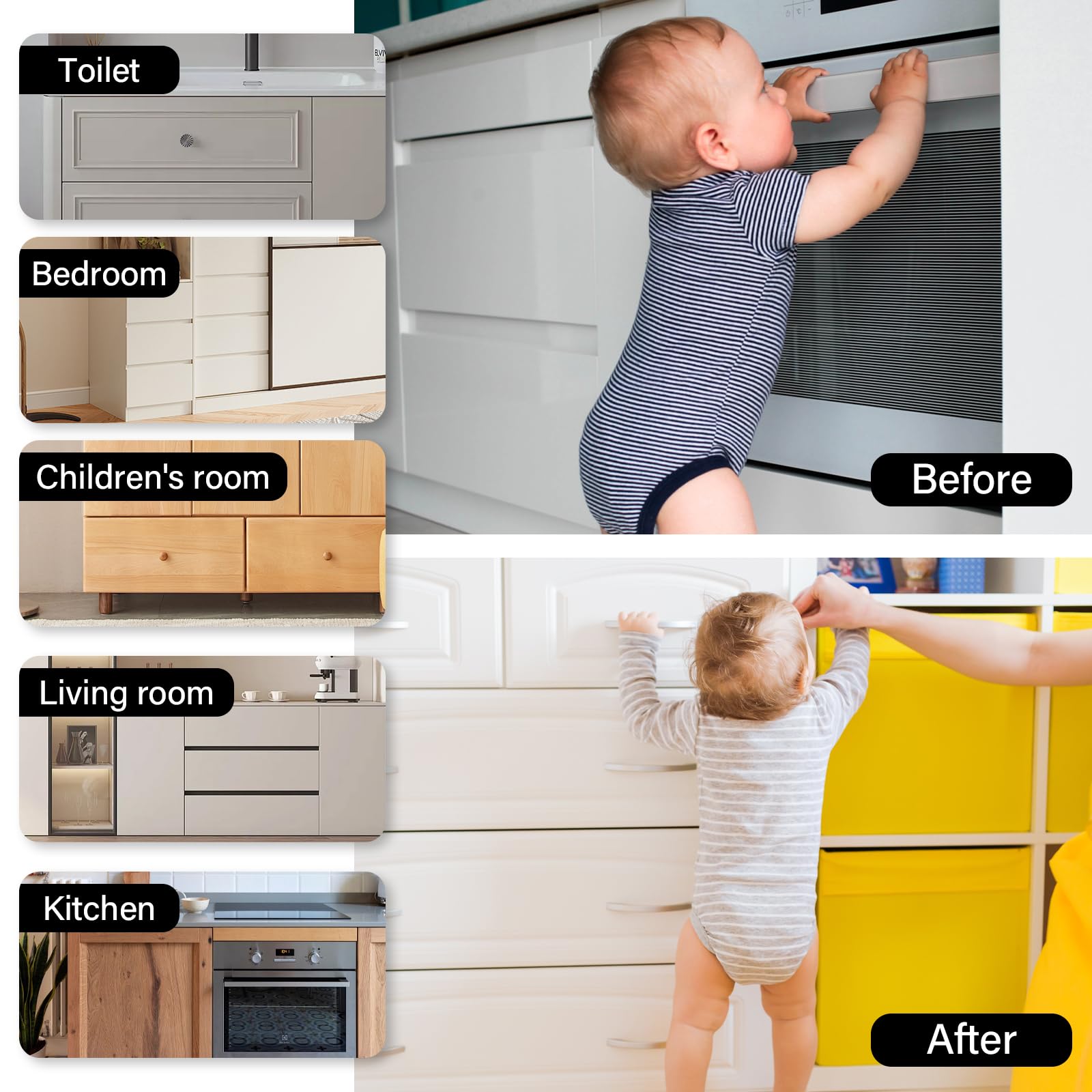 Kimitimi versatile-fit locks suit most cabinets and drawers for kitchen, bath, and pantry.