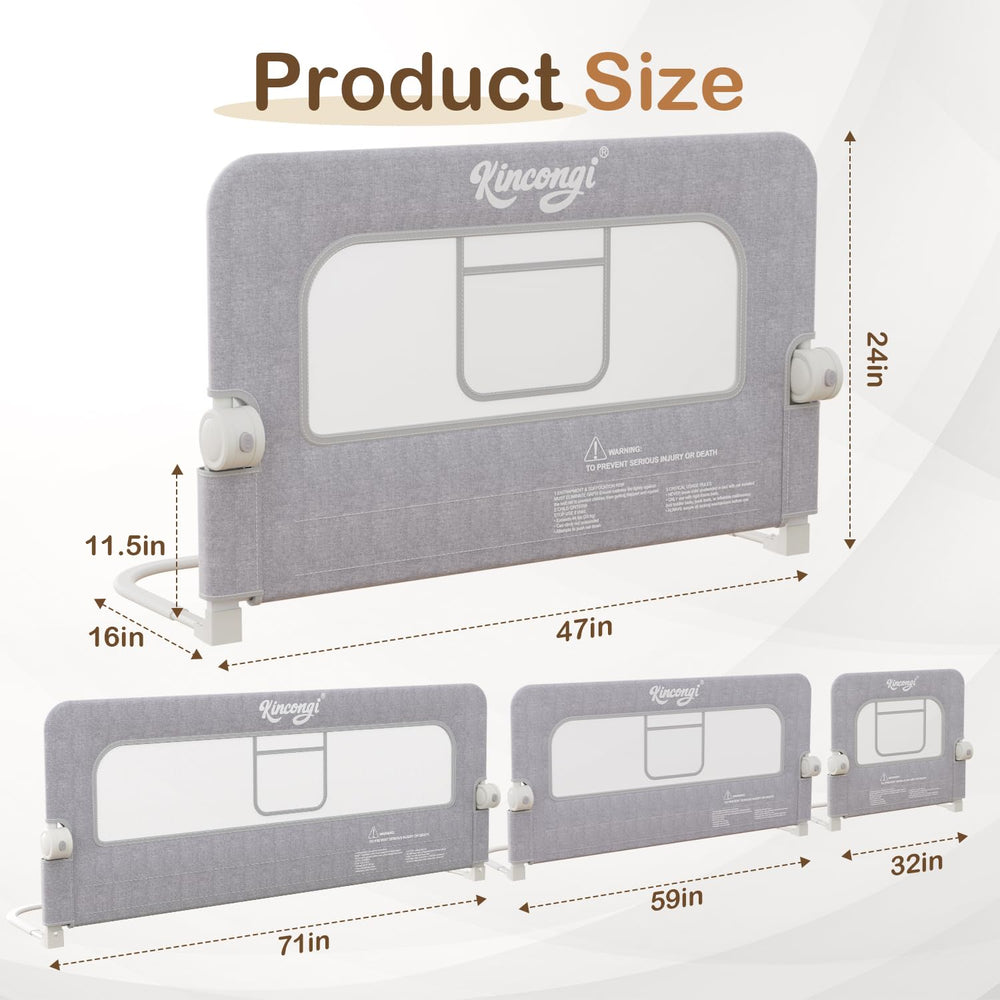 Kincongi bed rail secure straps and ties stabilize the barrier.