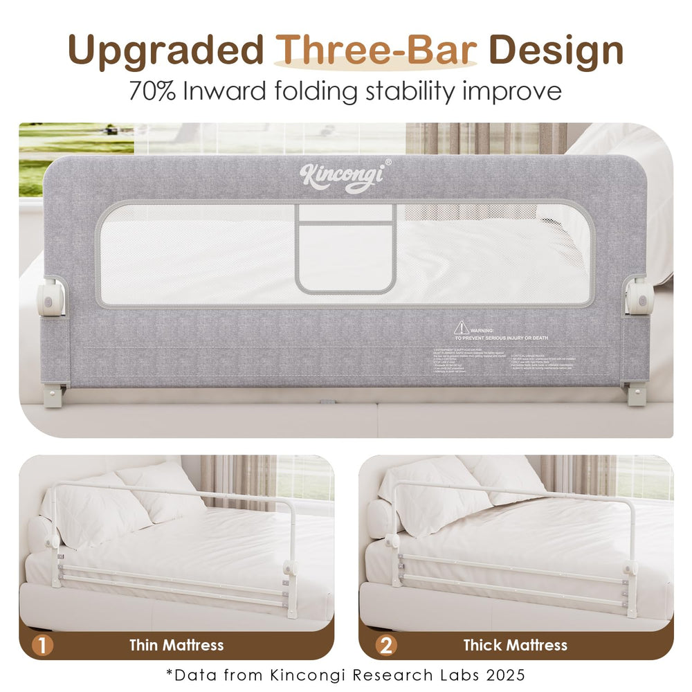 Kincongi bed rail soft-padding fabric creates a gentle, skin-friendly sleep surface.