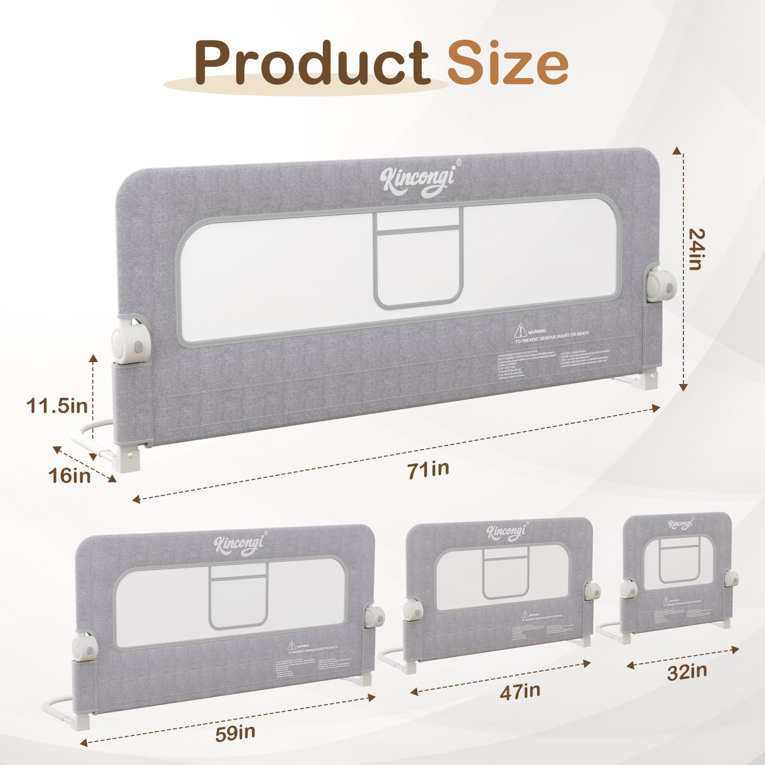 Kincongi bed rail toddler-sleep-safety-guard demonstrates nighttime protection