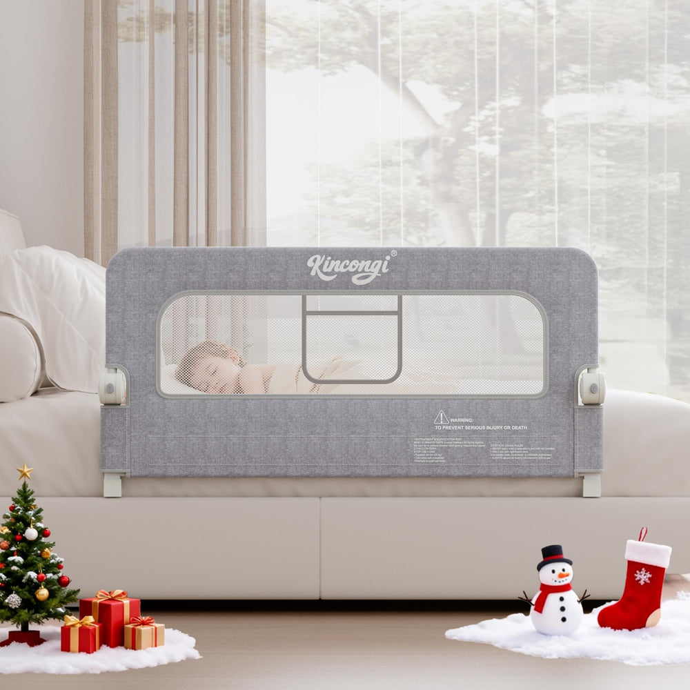 Kincongi bed rail under-mattress base provides a secure barrier for safer sleep.