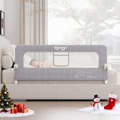 Kincongi bed rail under-mattress base provides secure toddler barrier for safer sleep.